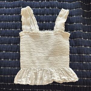 Reformation Cream Smocked Top